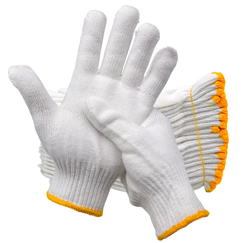 

Cotton Polyester String Knit Shell Safety Protection Work Gloves Small No Dots