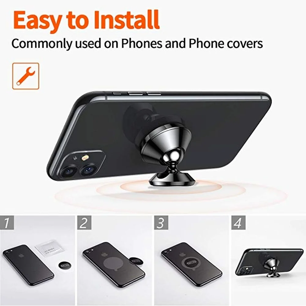 New Magnetic Car Mobile Phone Holder 360 Degree Rotation Mount Support Bracket Stick on Desktop Stand for Huawei Iphone Samsung