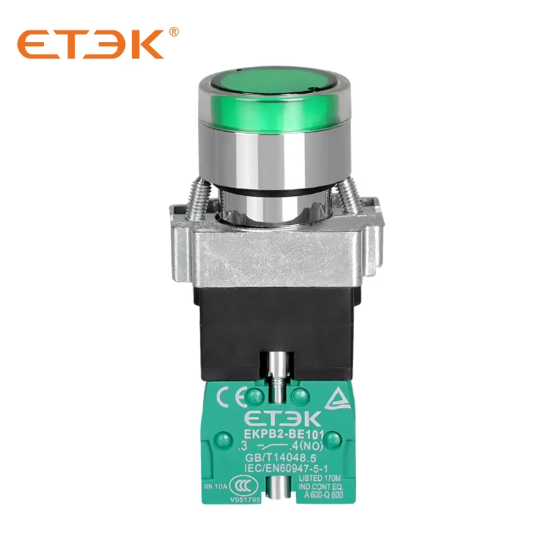 

ETEK EKPB2-BW3361 Pushbutton With Indicator Type Green N/O