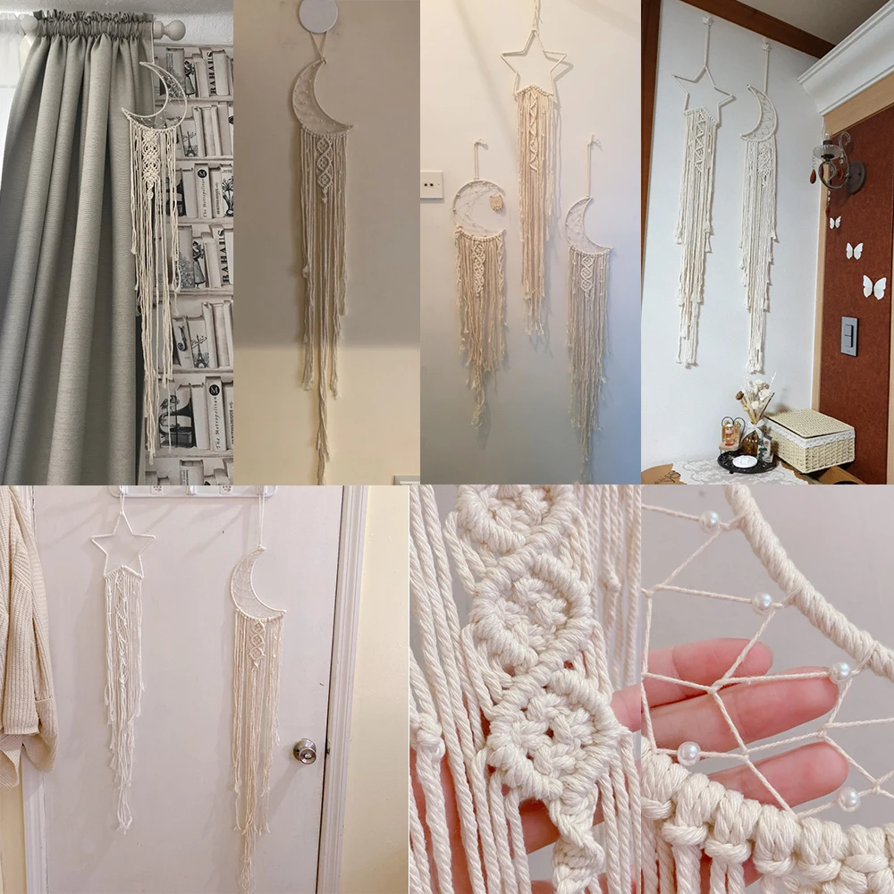 

Star Moon Macrame Dream Catcher Boho Home Wall Decor Girls Kids Nursery Garden Decoration Outdoor Gifts