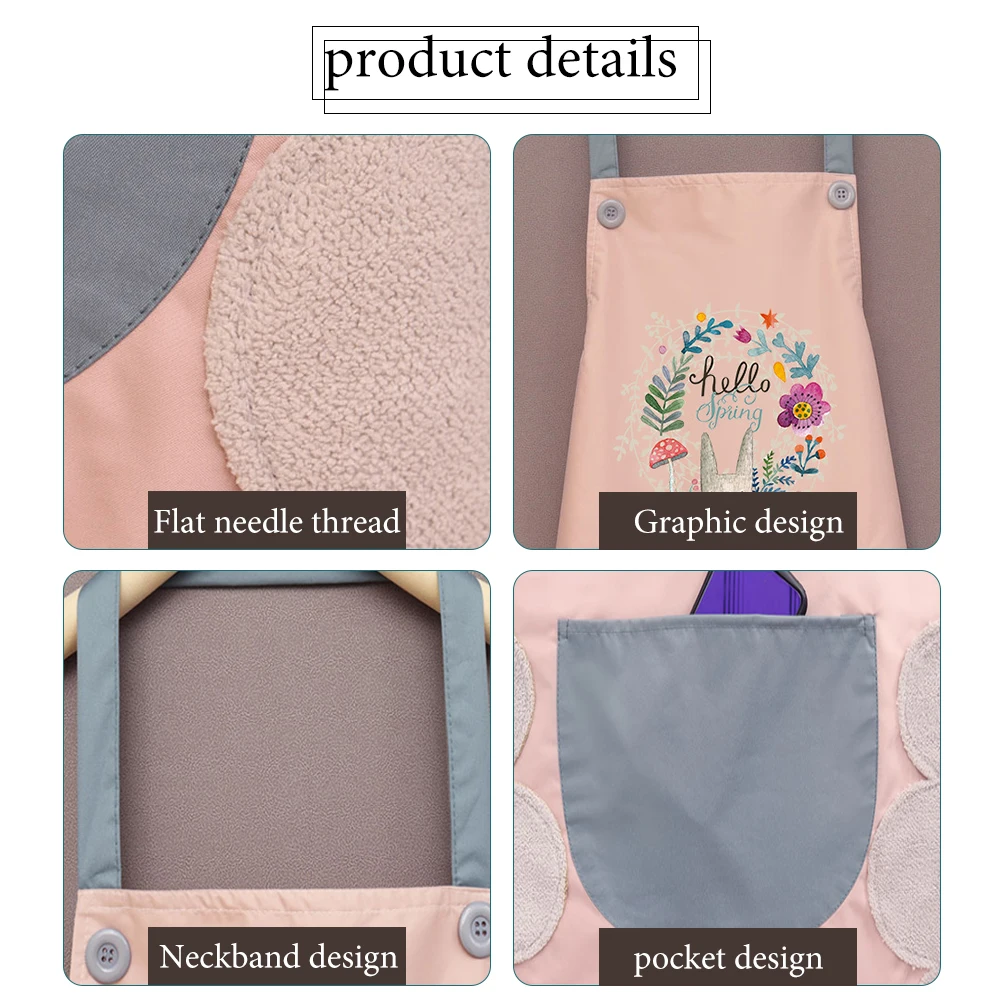 

Cartoon Wreath Rabbit Unisex With Pocket BBQ Waterproof Oil-Proof Chef