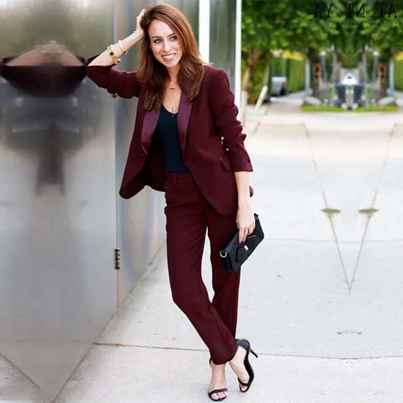 Бордовые костюмы для матери невесты женские свадебные смокинги - Цена: 7726.55