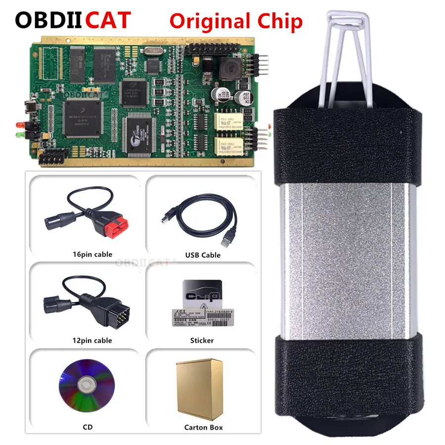 Можно закрепить V206 золотой PCB чип платы A + OBD2 Диагностический Интерфейс