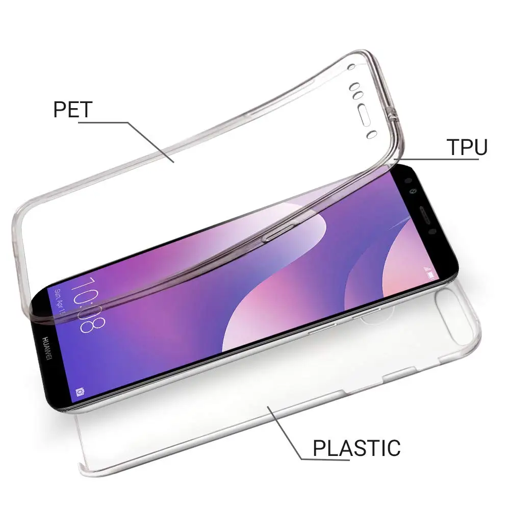 Case 360 Degree Silicone Clear Cover for Huawei HONOR 7C PRO 7CPRO LND-AL29 LND-AL30 LND-AL40 Hard PC Back Soft TPU Front |