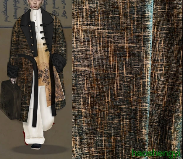 Осень и зима хлопок лен карамельный цвет slub жаккардовая текстура литературная