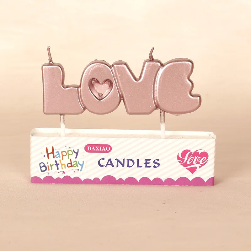 Rose gold love 1 комплект золотого и серебряного цвета с надписью «Happy Birthday», праздничный торт, праздничные принадлежности для дня рождения, милые свечки на день рождения для кухни, выпечка в подарок - Цвет: Rose gold love