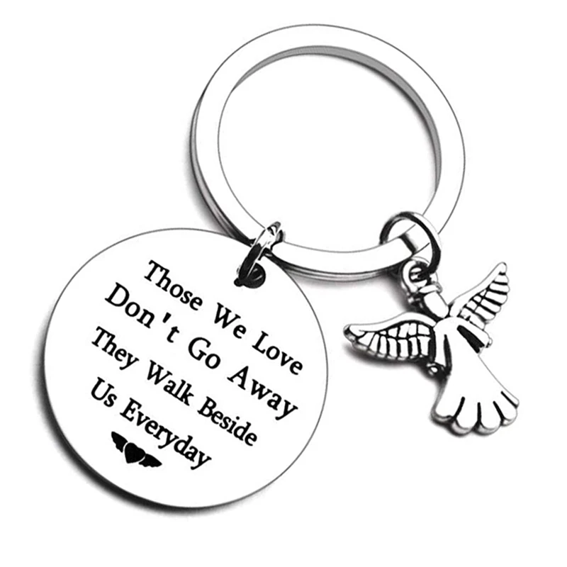 

Mom Dad Memorial Keychain Gift - Loss of Father Mother Sympathy Jewelry-loss Quote Angel Keyring Remembrance Grandpa Grandma
