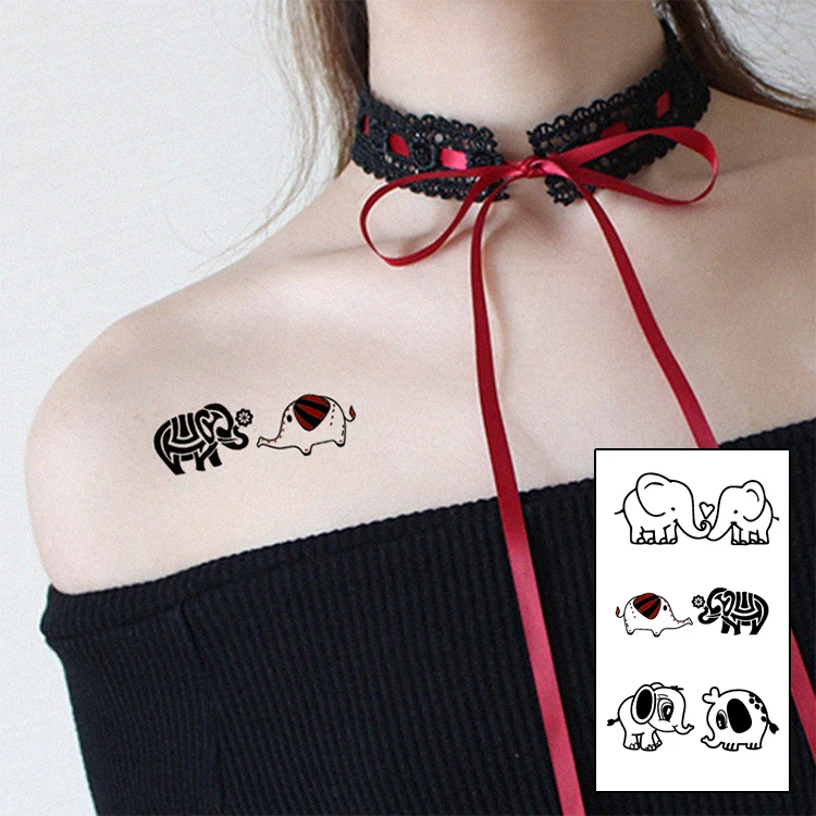 3 пары цветных милых стикеров слонов модные водонепроницаемые временные тату