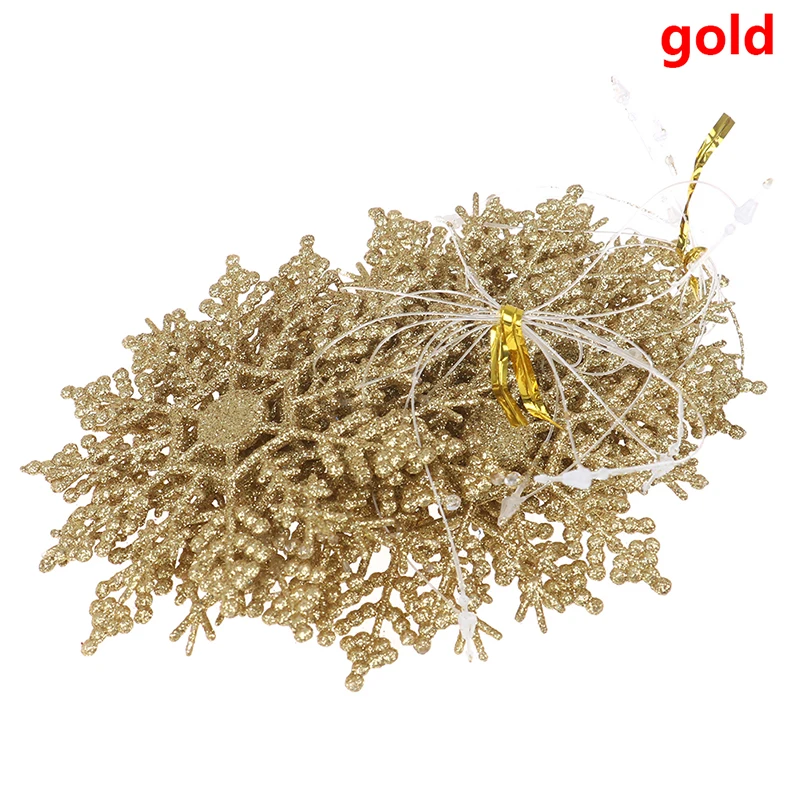 gold 12 шт./компл. к требованиям заказчика; сверкающие; блестящая Снежинка рождественские украшения для рождественской елки вешалка гирлянда для изготовления украшений - Цвет: gold