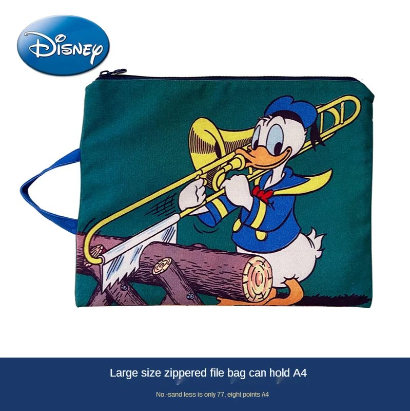 

Original Disney Donald Duck Large Capacity Stationery Bag Large File Bag Zipper Canvas Storage Bag