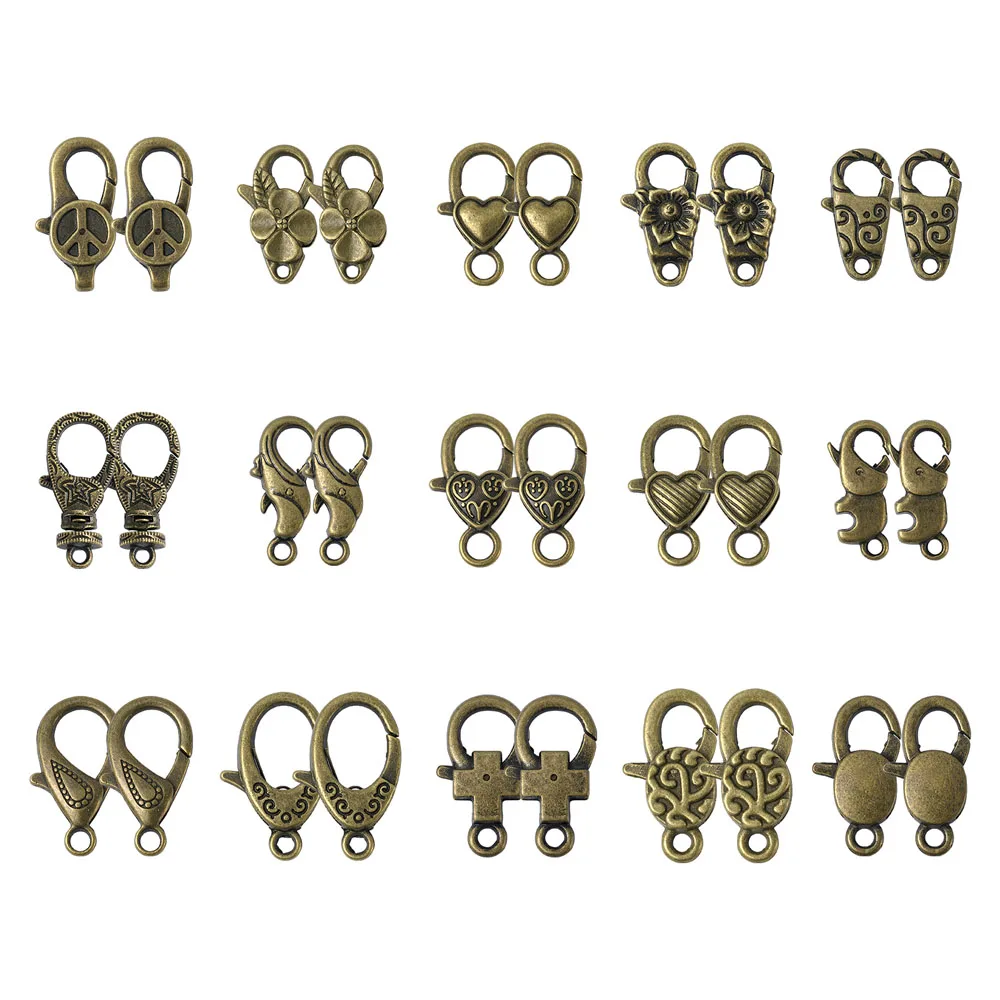 

30pcs/set Tibetan Style Alloy Lobster Claw Clasps For Bracelet Necklace Chain Diy Jewelry Making Findings Antique Bronze Color