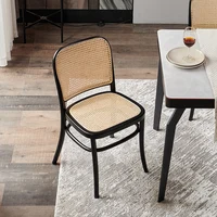 Louis Fashion Dining Chair Nordic Solid Wood Rattan Solid Practical Romantic With Back Art Comfortable Restaurant Office Dresser