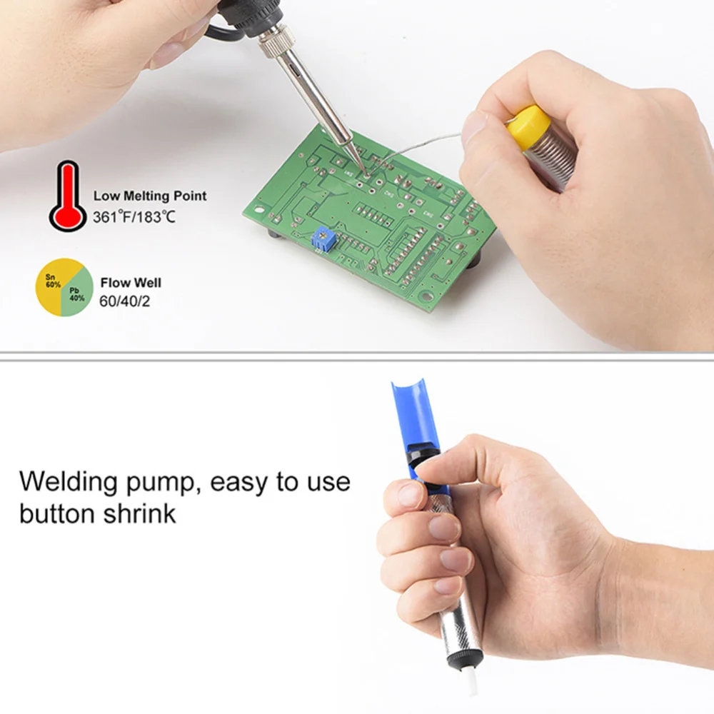 

60W Temperature Adjustable Welding Soldering Iron Tool Kit With US Plug