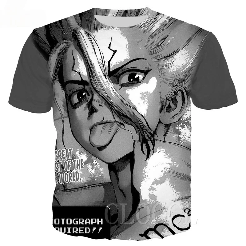 

CLOOCL Comic Dr.Stone Ishigami Senku Plus Size Men T Shirt 3D Print Summer T-shirts Fashion Unisex Anime Tee Tops
