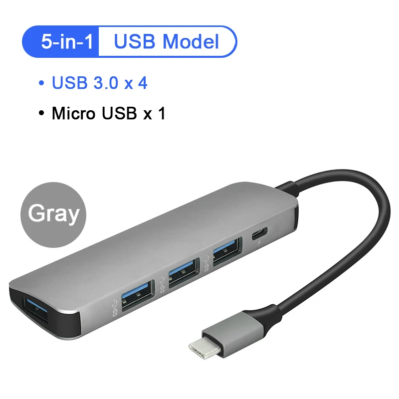 5 в 1 USB C концентратор USB-C-3,0 концентратор HDMI PD Thunderbolt 3 адаптер для MacBook samsung Galaxy S9/S8 huawei P20 Pro type C usb-хаб