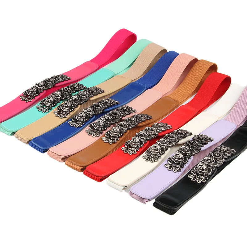 Женский обтягивающий пояс для платьев Ретро эластичный женский с розой большие