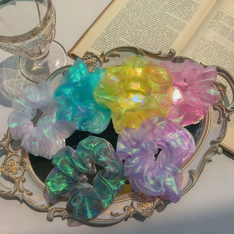 Русалки резинка для волос кольцо Светоотражающие Цвет лазерный резинки Веревка