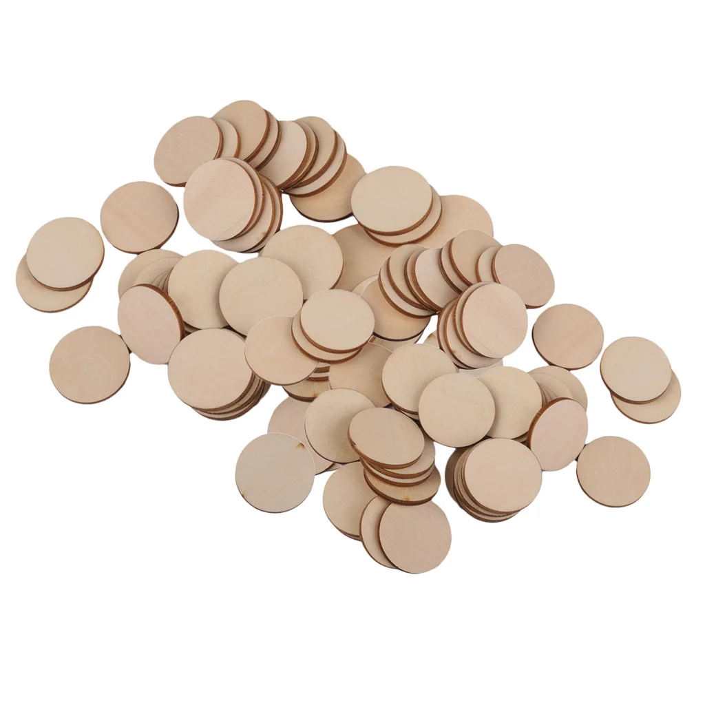 80x пустые простые круглые отрезные деревянные ломтики диски художественные