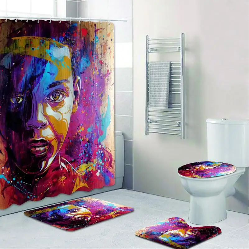 Африканский и американский комплект занавесок для душа мальчиков черная