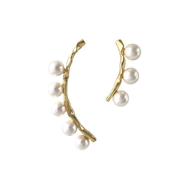 Женские серьги подвески с жемчугом сережки геометрической формы в стиле ретро