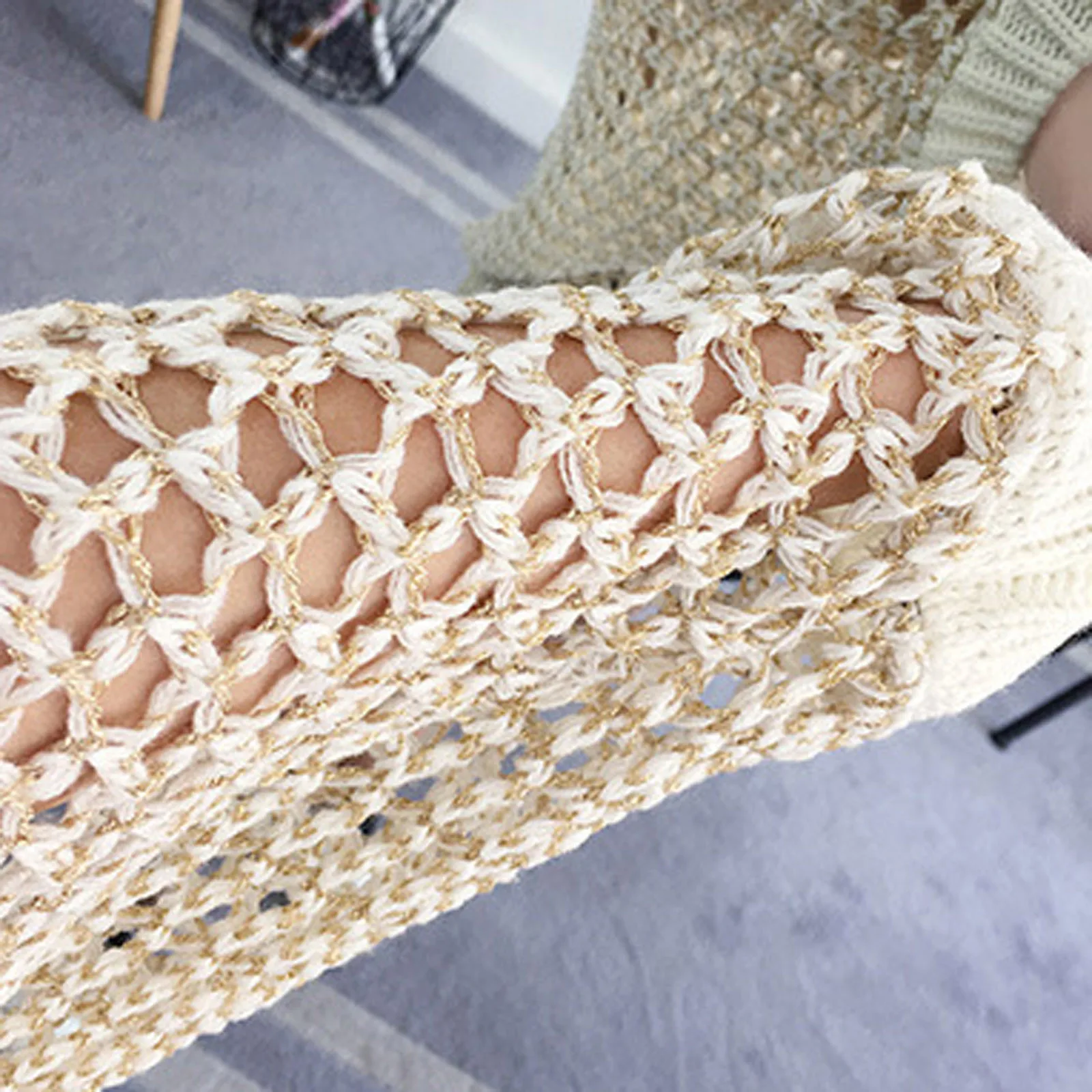 

Women's Tops Solid Color V-Neck Knit Hollow Out Summer Fashion Casual Ladies Long Sleeve Knitting Shirt Pullover Tops 2021