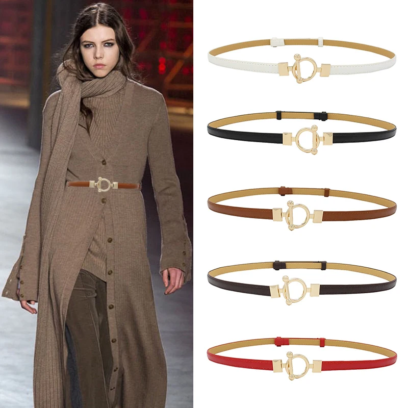 

Adjustable PU Leather Women Waist Belt Fashion Skinny Ladies Dress Belt Brown White Black Female Thin Belt Strap