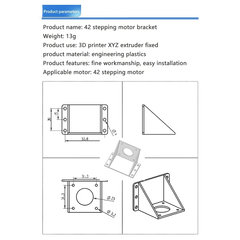 

3D Printer Accessories Motor Mount 42 Step Motor Bracket Plastic Bracket 42 Motor Universal