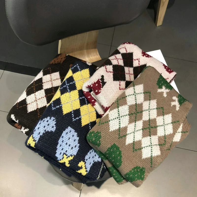 2021 мягкий и удобный женский Зимний вязаный шарф с принтом для студентов детей |