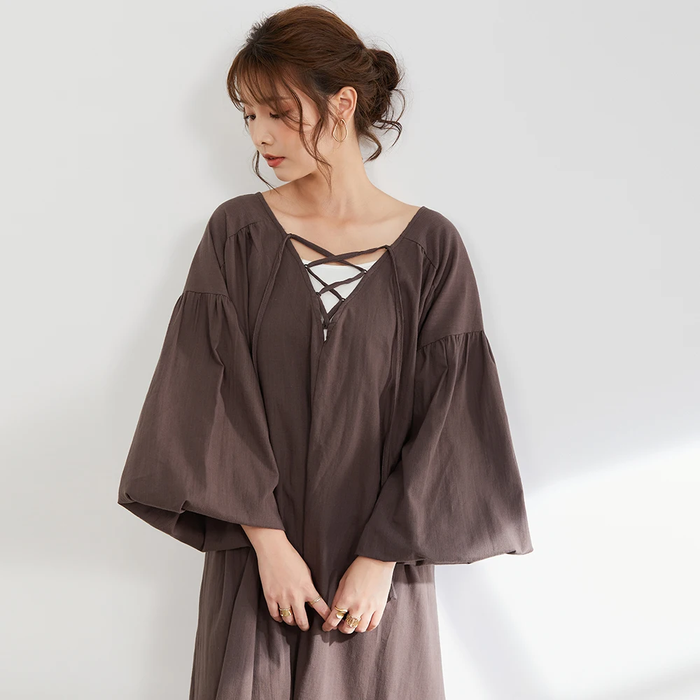 

Women Dress Summer Female Japan Style Solid Color Dresses 2021 Girl Women Loose Bandage Women Female Dress