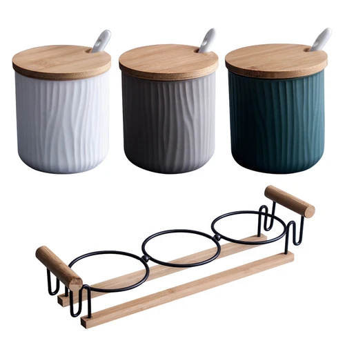 3PCS SET H Керамический горшок для приправ, креативная бутылка для хранения, Скандинавская Бытовая коробка для приправ, емкость для соли, кухонные принадлежности, комбинированный набор - Цвет: 3PCS SET H