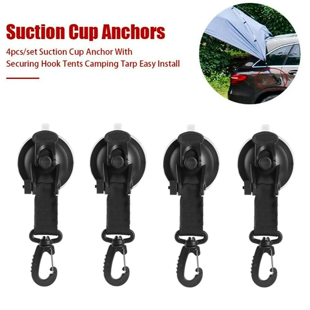 

4 Pcs Outdoor Suction Cup Anchor Securing Hooks Car Awning Tarpaulin Boat Fixed Hook For Camping Hiking Tarp Awning Universal