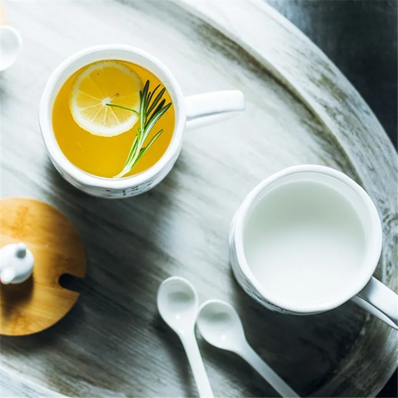 Керамические кружки с крышкой Мультяшные кофейные термостойкие дизайнерские