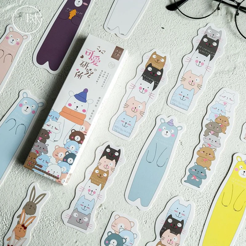 30 шт./лот kawaii мультфильм животных ручной нарисованной закладки держатель страницы лучшие подарки для читателя офиса и школы поставщика канцелярских принадлежностей