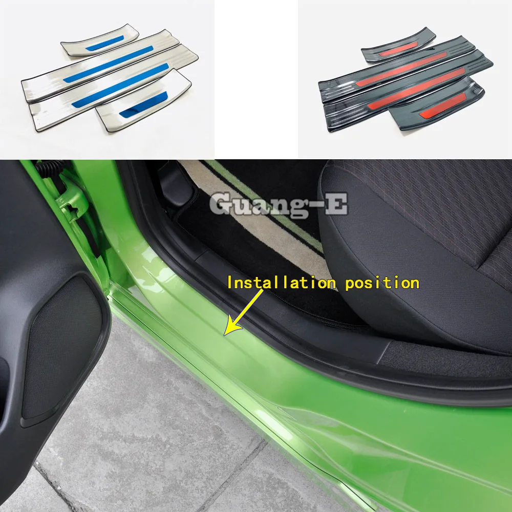 

Кузова автомобиля Нержавеющая сталь педаль порога прикрытие потертостей пластин снаружи Накладка порога палочки 4 шт. для Honda Fit Jazz 2017 2018 2019