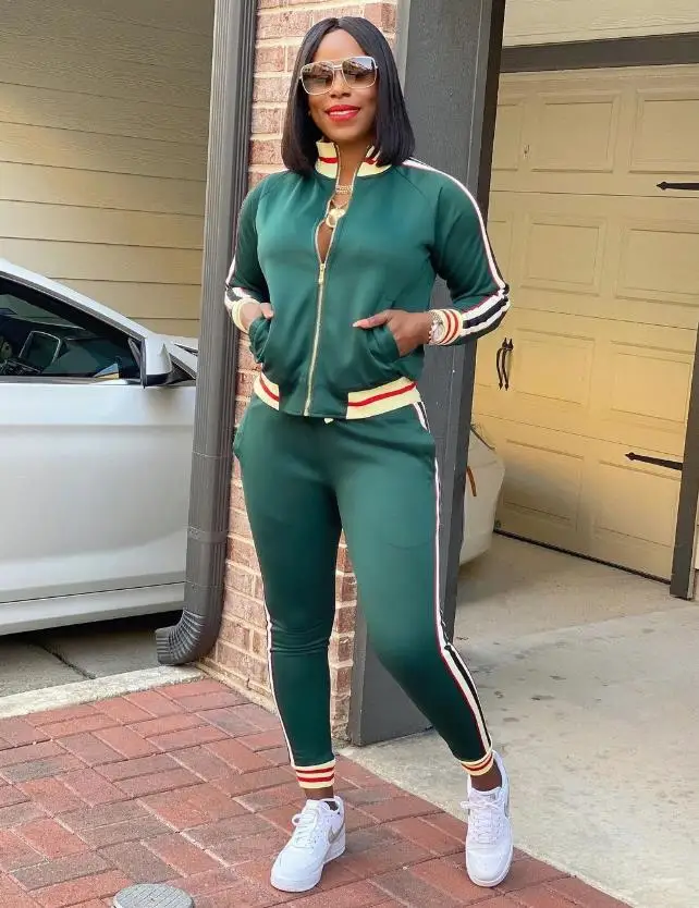 

Plus Size Fashion Classic Solid Women's Set Two Piece Set Sweatshirt Jogger set zipper jacket tops and pant casual tracksuit