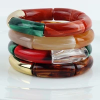 fishsheep colorful acrylic bracelets set for women girls resin stretch tube beads charm bracelet bangle 2021 new fashion jewelry