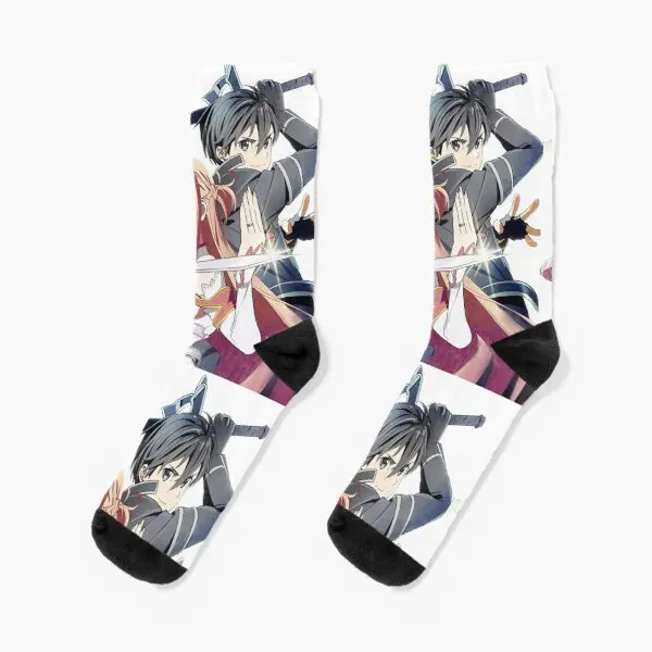 

Меч Арт онлайн Asuna и Kirito Короткие носки Осень Лучшие удобные забавные женские узоры Мужские дышащие милые зимние спортивные