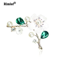 rimiut elegant shells flower pearl brooch pins women casual party decoration flower pin clothing accessories brooches