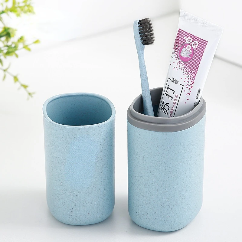

Wheat Straw Material Toothbrush Holder for Travel Environmental Wash Cup Set Mouth Cup Travel Toothbrush Cup Portable