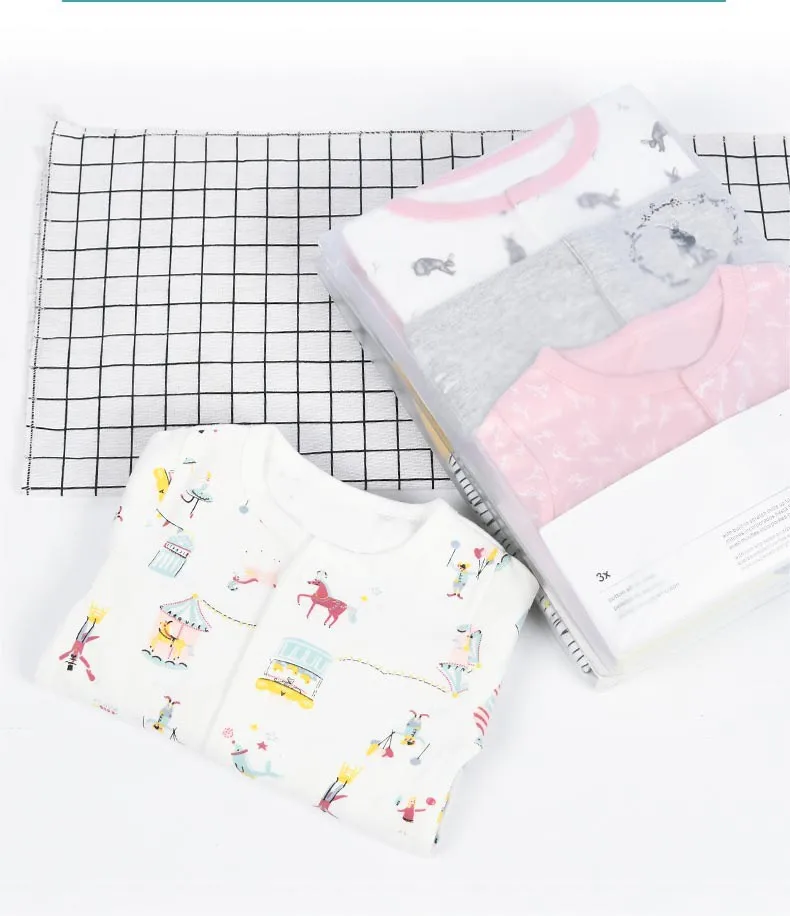

100% Cotton Newborn Baby Spring Autumn Rompers 3pcs Long Sleeve Cartoon Jumpsuit Infant Unisex Climbing Clothes Pajama Sleepsuit