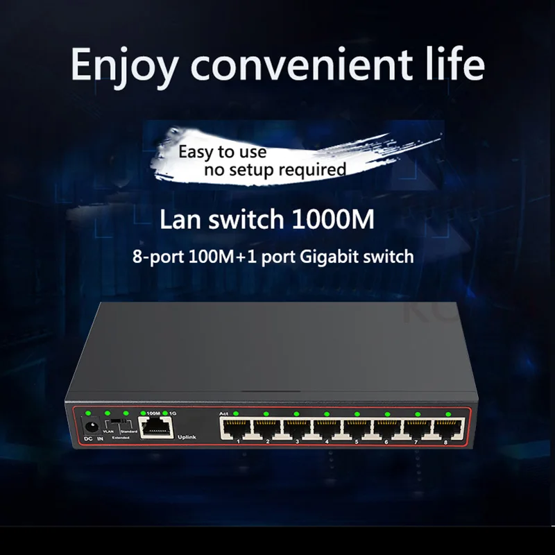 Быстрой гигабитный смарт-коммутатор 9 портов 100 + 1000 м сетевой коммутатор Vlan Ethernet