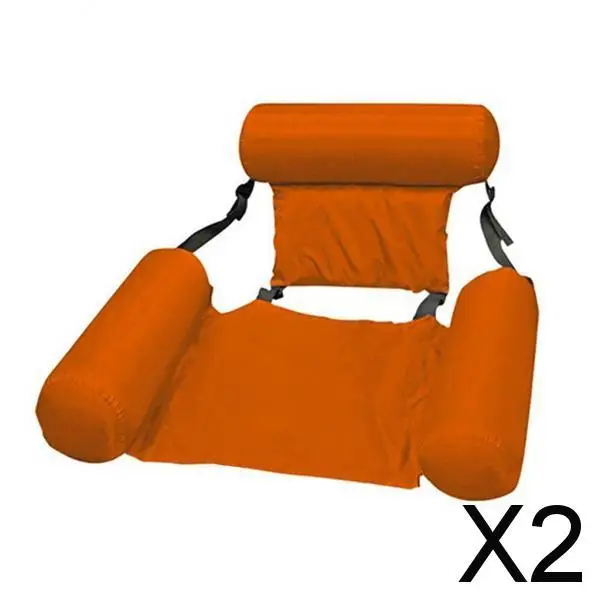 

2xInflatable Floating Water Hammock Float Pool Lounge Bed Orange