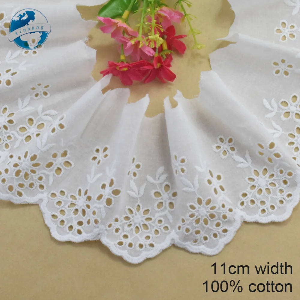 11 см шириной 100% хлопок вышивкой кружево Шитье гипюровые ленты отделка Свадебное