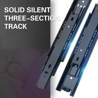 2 pcs solid silent three section drawer slide track with lock load 120lbs full extension ball bearing slides