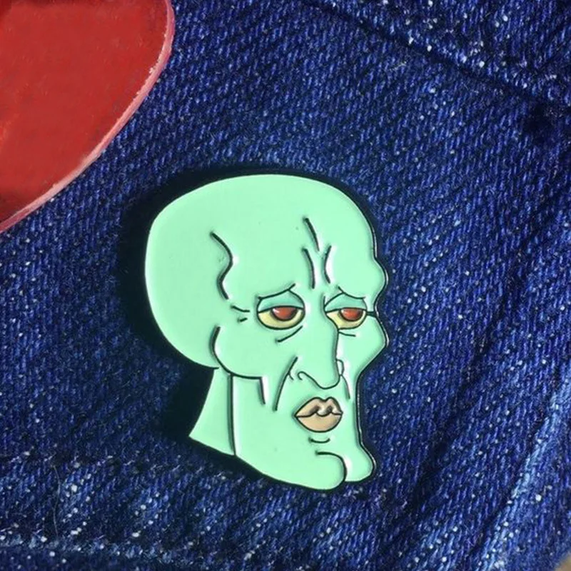 1 шт. эмалированная Булавка С мультяшным рисунком металлический значок с зеленой