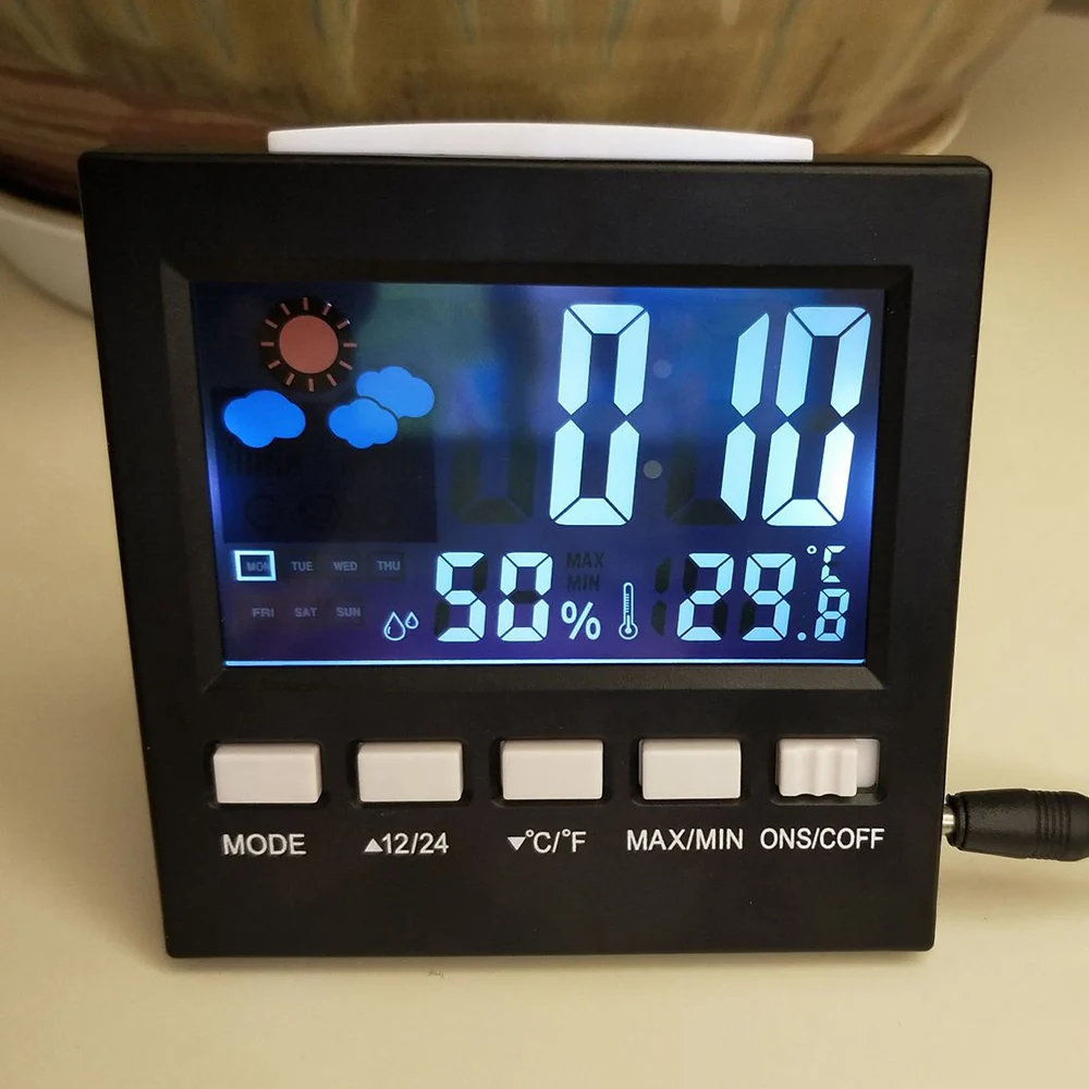 Цифровой термометр гигрометр цветной ЖК-дисплей функция повтора будильника