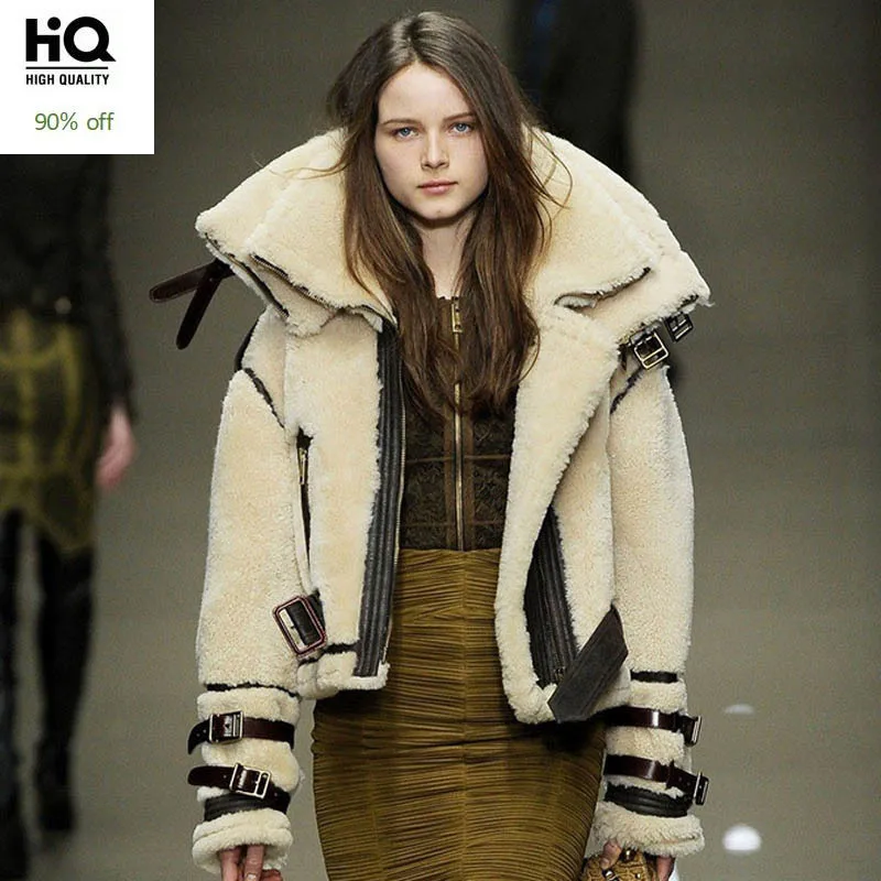 Новинка 2020 дизайнерское модное подиумное пальто настоящая овечья шерсть овчина