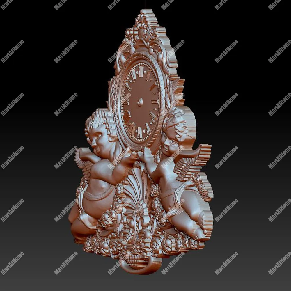 3D модель STL файл Круглый Резной рисунок Европейский механизм настенные часы для