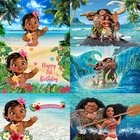 Фон для фотосъемки с изображением малышей Моаны для девочек детский праздничный фон для фотосъемки на 1-й День рождения баннер украшение Vaiana