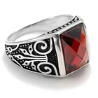 Новое металлическое кольцо в стиле ретро с красным Цирконом мужские модные повседневные аксессуары Подарки